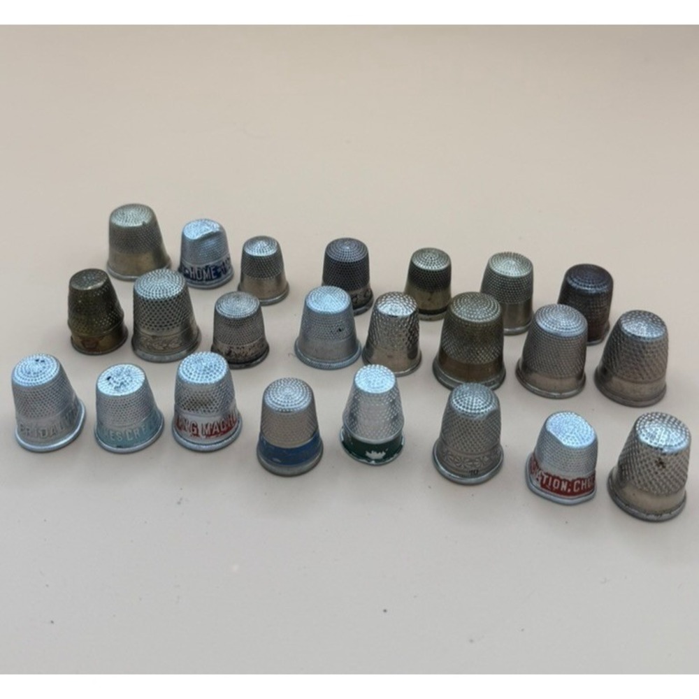 Vintage Metal Sewing Thimble Lot 23 Souvenir Advertising Travel Chicago Florida